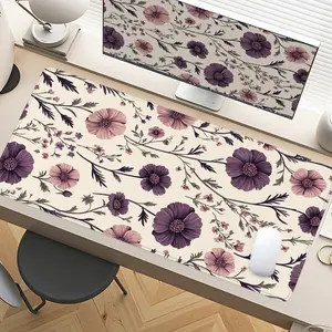 Purple Vintage Floral Desk Mat Gaming Mouse Pad XXL Extended Mouse Pad for Laptop, Large Mouse Pad with Non - Slip Rubber Base & Stitched Edges, Retro Aesthetic for PC Gamers, Office & Home