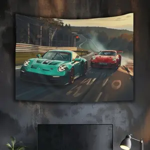 992 Porches Car Wall Art Tapestry (Backdrop Decor Gift Decoration)
