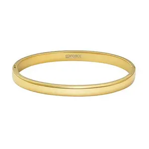 Stately Steel Stainless Steel Round Squared Hinged Bangle Bracelet