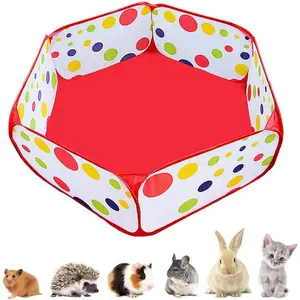 Pop-Up  Playpen for Small Pets - Quick Open & Fold-Flat Hamster Play Pen . Indoor & Outdoor Playpen Bunny Pen with Travel-Friendly for Gunea Pig, Hedgehog, Bearded Dragon