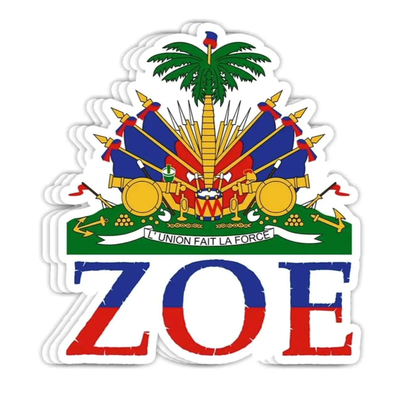 Zoe Cute Haiti Flag Day Sticker – Haitian Pride Vinyl Decal for Laptop, Water Bottle, or Gift 55V