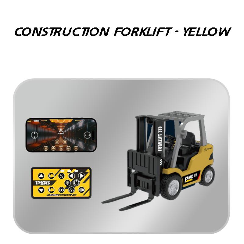 NEW 1/64 Alloy Mini Forklift Toy 11 Channel 2 Mode 2.4Ghz Remote Control USB-C Rechargeable with Lights and Sounds 3 in 1 Transformable Lift Fork & Hook RC Construction Vehicles for Adults Kids Boys & Girls Birthday Christmas Gift engineering vehicle set