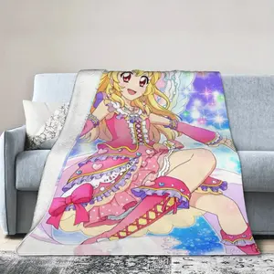 Hoshimiya Ichigo Retro Theme Printed Soft Flannel Blanket - Travel-Friendly, Warm, Comfortable for Sofas, Beds