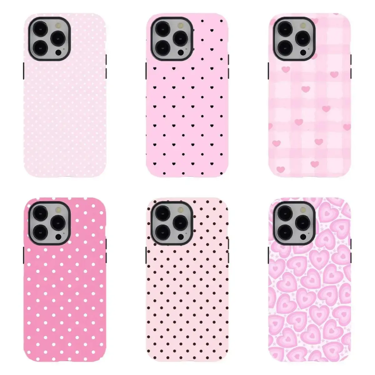 Minimalist Pink Polka Dot Phone Case Watercolor Heart