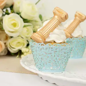 25-Pack Light Blue Lace Laser Cut Cupcake Wrappers - Bakeware Disposable Baking Cups for Events, Muffin Baking Trays, Cupcake Liner, Cupcake Liner Disposable Baking Cups