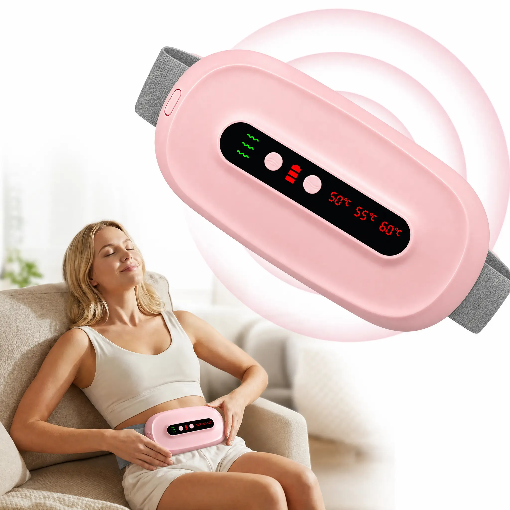 Women's Cordless Automatic Portable Period Heating Pad for Cramps - Adjustable Belt Belly Wrap with Auto Shut-Off, Self Care Products, Menstrual Pain Relief Gift for Women #Mid Year Sale
