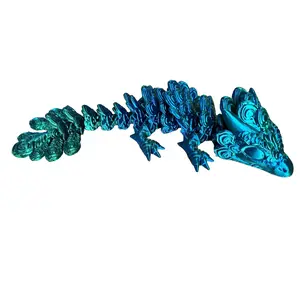 Baby Peacock Dragon - 12 Inches - Desktop or Fidget Toy - Fully Articulated Peacock Themed Dragon - 3D Printed - Choose a Color!