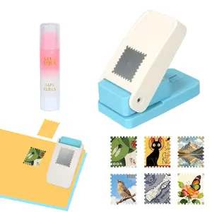 6 Styles Stamp Puncher-Comes with a free glue stick, Manual Floral Design Paper Hole Puncher, Embosser, Lever-type structure for effortless and durable operation for Hand Books, Photo Albums, Greeting Card Making, Office Supplies and Gifts
