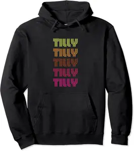 First Name Tilly Funky Retro Vintage Disco Design Pullover Hoodie - Kesharleemas Shop 23B09MCFPPW4