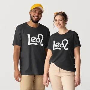 Graffiti Zodiac T-Shirt Leo Bold Street-Style Astrology Tee Soft Black Cotton Unisex Crewneck Short Sleeve Top Menswear Big Sun White Streetwear Shortsleeve