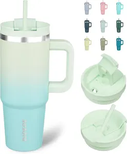 Insulated Tumblers With Handle And Straw 30 oz Stainless Steel Tumbler Cups With Lid,Mint