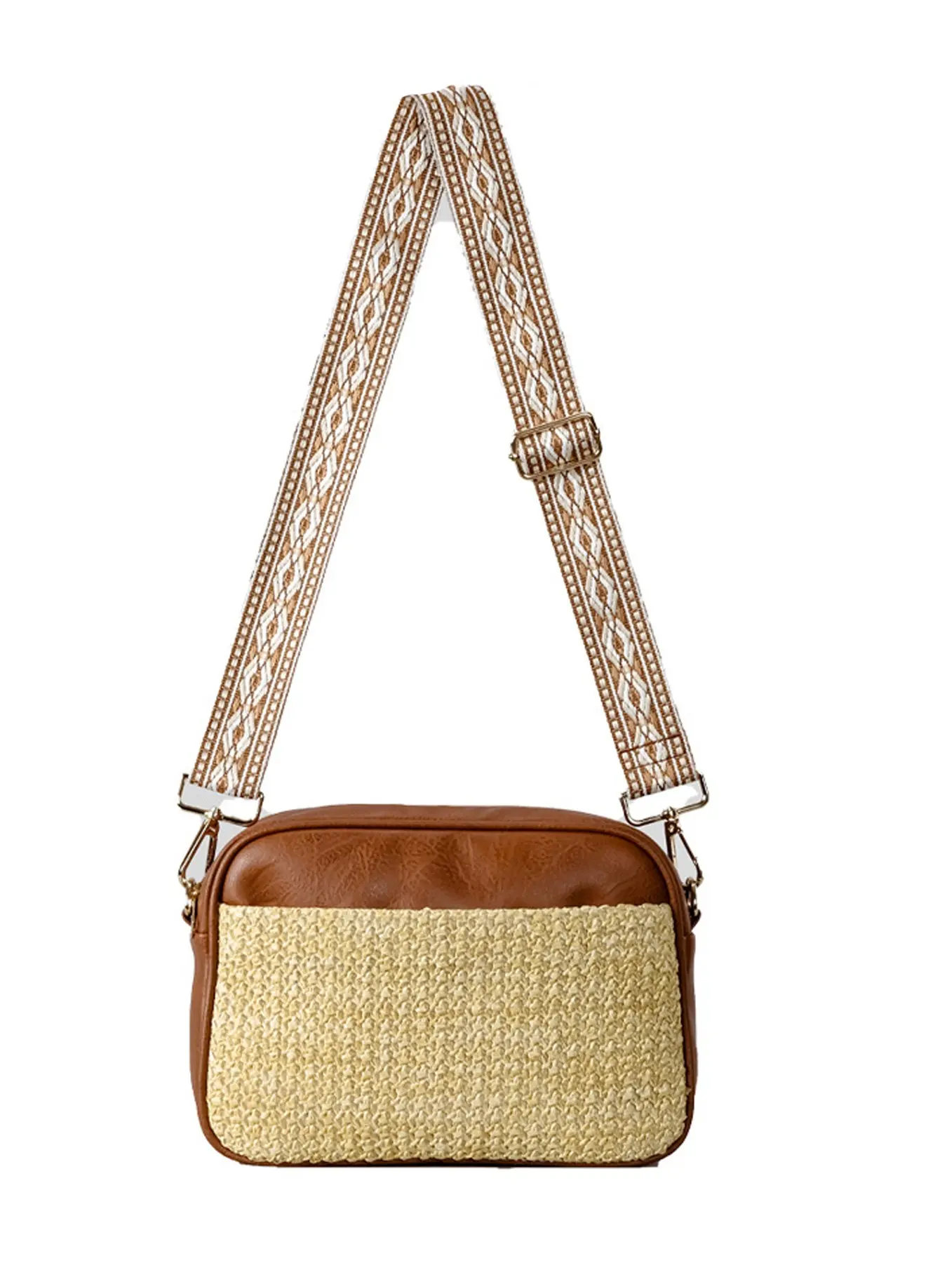StrawPurses Crossbody Pocketbook Bag Casual Woven Beach Bags Summer Hobo Hippie Chic Tote Bags with Chain