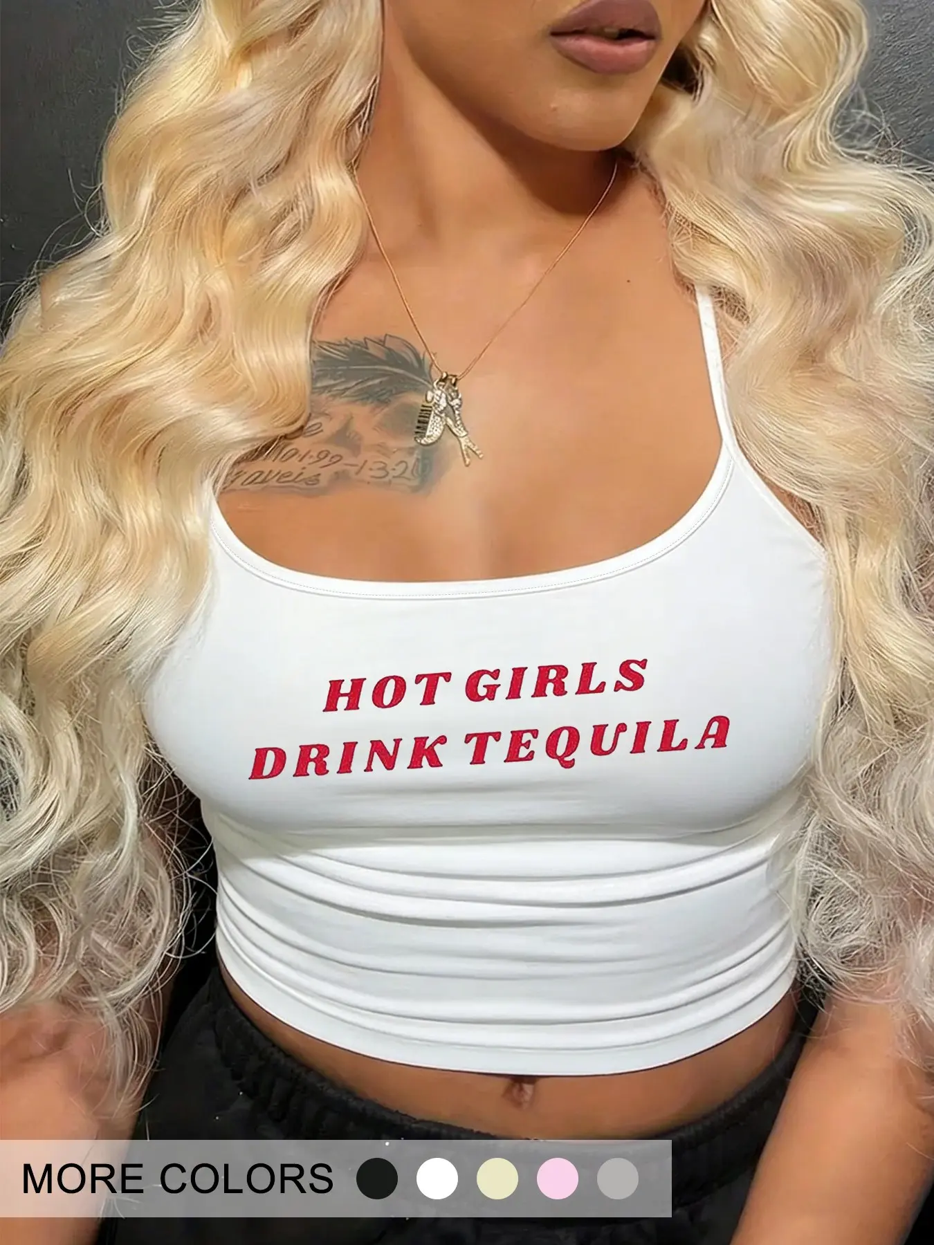 vintagefashion Sexy Women's Statement Slogan Summer Soft Short Tank Top, Hot Girls Drink Tequila Print, Casual Fitted Sleeveless Vest for Bar Tours, Parties, Festivals，tiktokshopcybermonday，bodybuilding fouyou, Womenswear