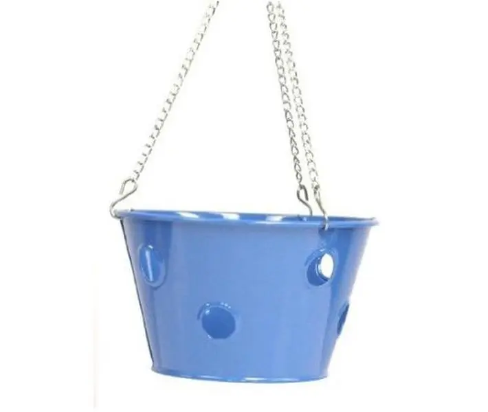 Enameled Galvanized Bulb-Shaped Hanging Planter - Ideal for Strawberries, Herbs, Florals, Includes Planters & Baskets, Blue, Bulb-Shaped Hanging Planters & Baskets