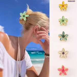 Korean Style Flower Hair Claw Clip, Large Shark Clip Y2K Hair Accessories, Strong Hold Hair Clip for Women, Cute Aesthetic Back Head Styling for Summer, Beach & Daily Wear