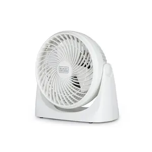 BLACK+DECKER 7-Inch Turbo Fan, Portable Fan with 3-Speed Settings, For Desk or Table with 90° Tilt Angle Head, Lightweight for Bedroom or Office, BFTU107W, White