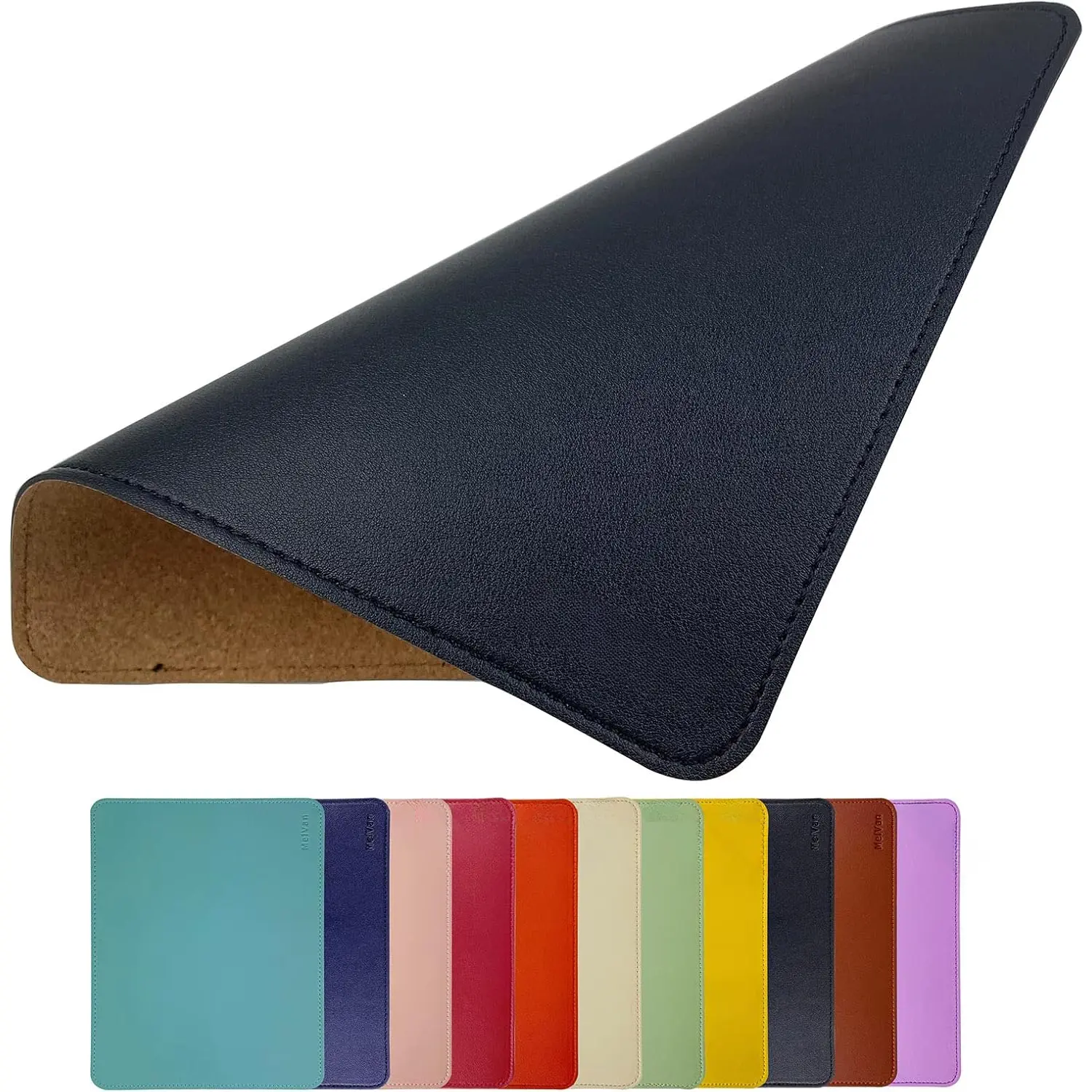 PU Leather  Pad with Stitched Edge,  Gaming  Mat for Computers, Laptops & Home, 10.2" x 8.3", 1 Pack (Black)