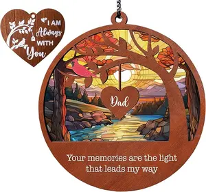 Dad Memorial Suncatcher, Sympathy Gift for Loss of Father Keepsake Bereavement Gifts Cardinal Ornament Griev Gifts Suncatcher Windows Car Hanging