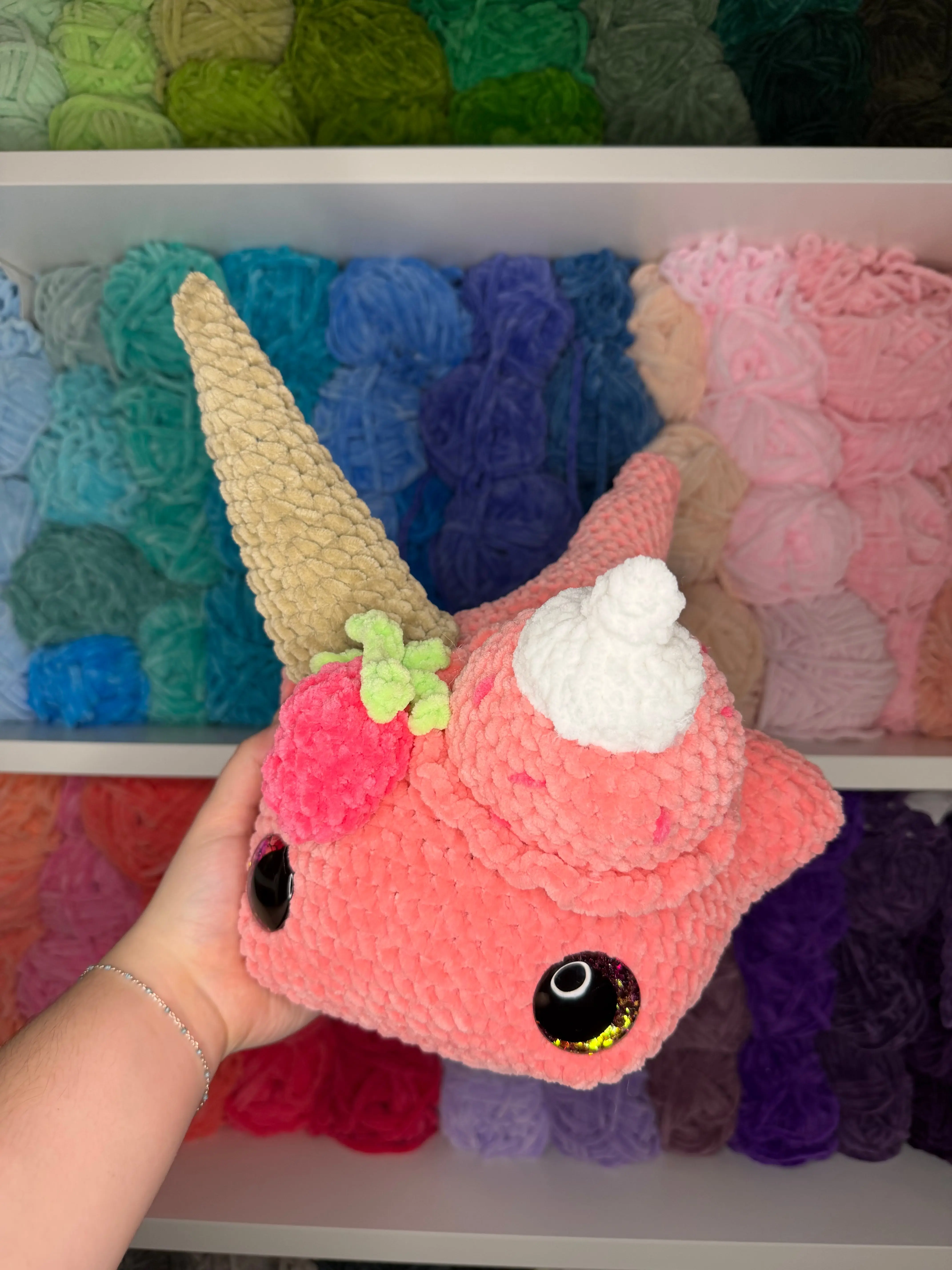 Crochet Strawberry Ice Cream Sundae Stingray