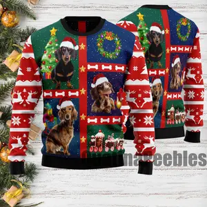 Cute Dachshund Ugly Christmas Sweater, Funny Holiday Sweater With Dachshund, Ugly Christmas Sweater, Xmas Sweater, Gift For Men Women 80ZPQ3