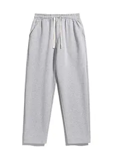 Men's Regular Fit Solid Sweatpants with Adjustable Drawstring and Casual Pocket Design for Autumn and Winter Wear