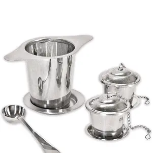 Tea Coffee Infusers Set Large Capacity Stainless Steel Mesh Coffee Strainer with Lid Spoon