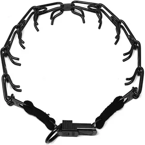 HERM SPRENGER - Black Stainless Steel ULTRA-PLUS Training Collar with Center-Plate and ClicLock Quick-Release Buckle