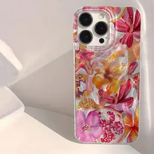 1pc Starfish Flower Pattern Full Coverage Large Hole Feather IMD  Case Compatible with Iphone 17  Max/16/15/14/13/12/11