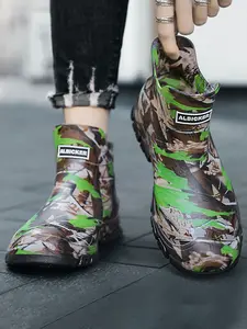 Lightweight Men's Camouflage Ankle Rain Boots, Durable Breathable Material, All-Season Protection, Outdoor Work & Daily Comfort