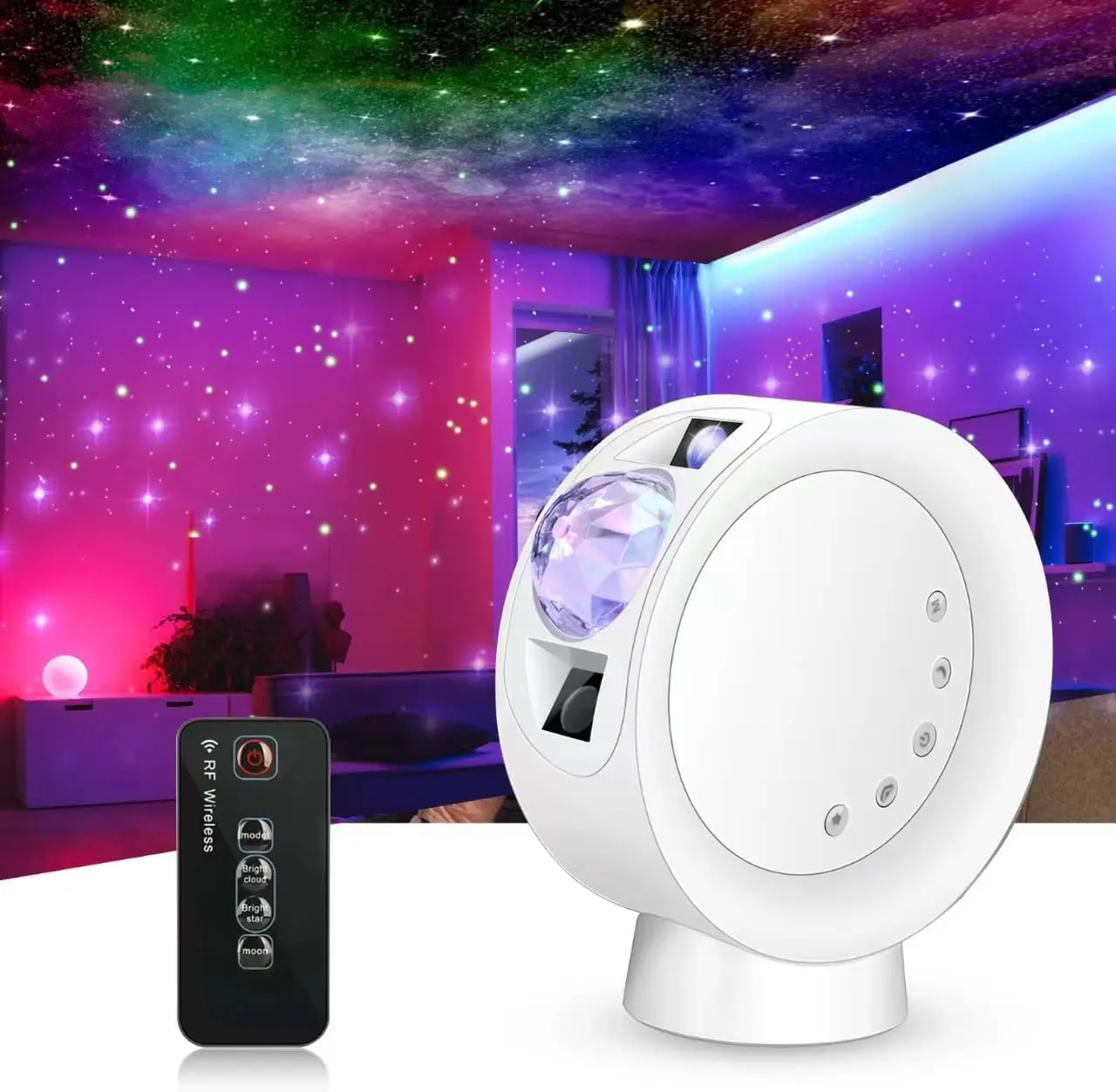 Galaxy Star Projector Light Rechargeable Starry Night Sky Projection Lamp Nebula Moon Light with Remote Control Ambient Lighting for Bedroom Living Room Gaming Room