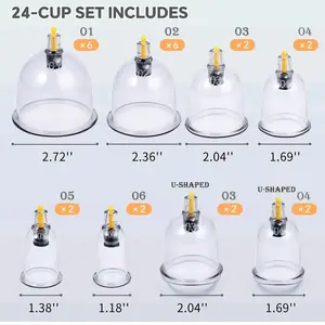 Cupping Therapy Sets Cupping Vacuum Suction 24 Cups Sets for Massage Back Pain Relief Chinese Cupping