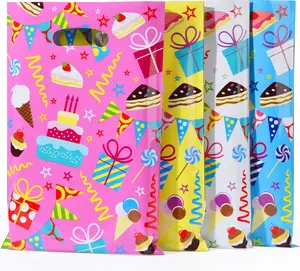 Birthday Party Favor Bags, 32 Pack Goodie Bags with Handles, 9.8 x6.7 inches, Pink Blue Yellow White Gift Bags for Kids Parties, Celebrations