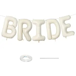 40 Inch Beige BRIDE Balloons for Bachelorette Bridal Shower, Cream White Sand Mylar Foil Bride Letter Banner, For Wedding Engagement Bride To Be Party Decorations
