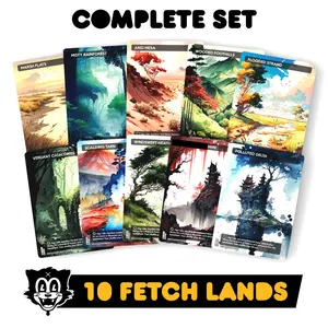 Anime Watercolor Proxy Fetch Lands Set - Proxy/Playtest Fetch Lands Set for Commander EDH/cEDH Collectible Cards