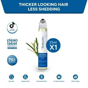 Be Bodywise Advanced Hair Density Roll-On Serum 25 ml | 5% Saw Palmetto, 3% Rosemary, 1% Caffeine Herbasome & 3% Fenugreek | Scalp Serum for Reduced Hair Fall | Men & Women