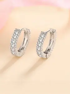 Moissanite Huggie Earrings, S925 Pure Silver 0.14ct Single Row Shiny Women's Small Earrings, Fashionable and Lightweight Daily Wear Gift Jewelry