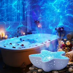 Viral Waterproof Northern Lights Projector - 8 Color Dynamic Ocean Wave Light, Star Shape Bath Spa Lamp, Submersible for Tub, Romantic Ambient Light for Bath Time Relaxation - Perfect Gift for Bath Lovers