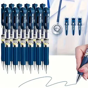 12-Pack Medical Blue Neutral Pens with Refills, Nurse Push-Button Prescription Signatures, Smooth Writing, Ideal for Students and Medical Offices, Ballpoint Pens