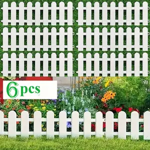 6 Garden Fence Panels, Lawn Edging & Planter Barrier, Self-Supporting Easy Installation, Waterproof Plastic Fencing