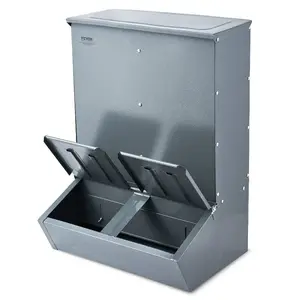 Hog Feeder, 3.7 Bushel Capacity, Double Door Pig Feeder, Heavy Duty Steel Piglets Feeder, Multipurpose Trough Creep Feeder, Outdoor Livestock Feeder Farm Accessory for Feeding up to 8 Hogs