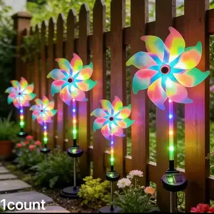 Colorful Windmill Solar Garden Lamp Outdoor Waterproof Stake Lights Decoration Landscape Lighting For Yard Patio Pathway, Festival Gift, Graduation, Independence Day, Father's Day