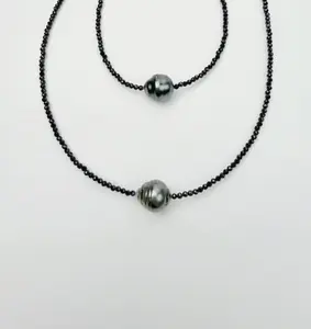 PEARLISM Black Tahitian Baroque Pearl Spinel Design Pearl Set-ASBS006