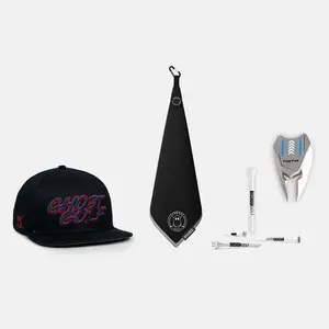 Ghost Golf Player Bundle – Magnetic Greenside Towel, High Crown Snapback Hat, 50 Golf Tees, 5-in-1 Divot Tool