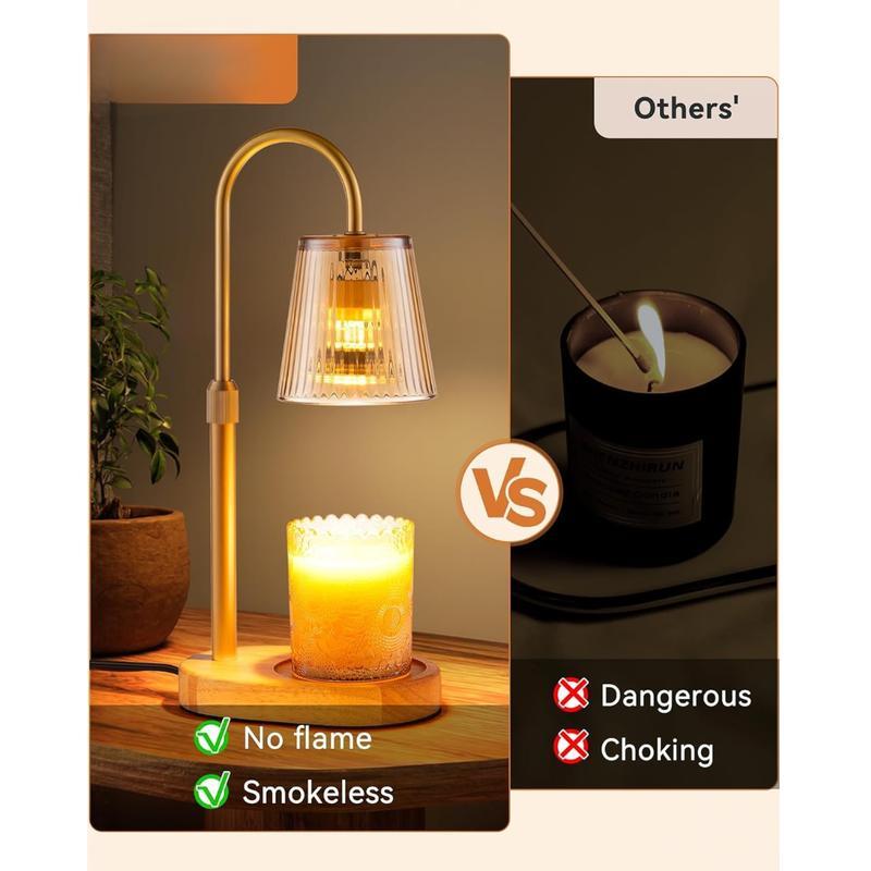 Adjustable Candle Warmer Lamp with Timer & Dimmable Light, Electric Flameless Wax Melter for Small Jar Candles, Height Adjustable Top-Down Heater, Modern Home Desk Decor, Perfect Gift for Women & Mom on Birthday