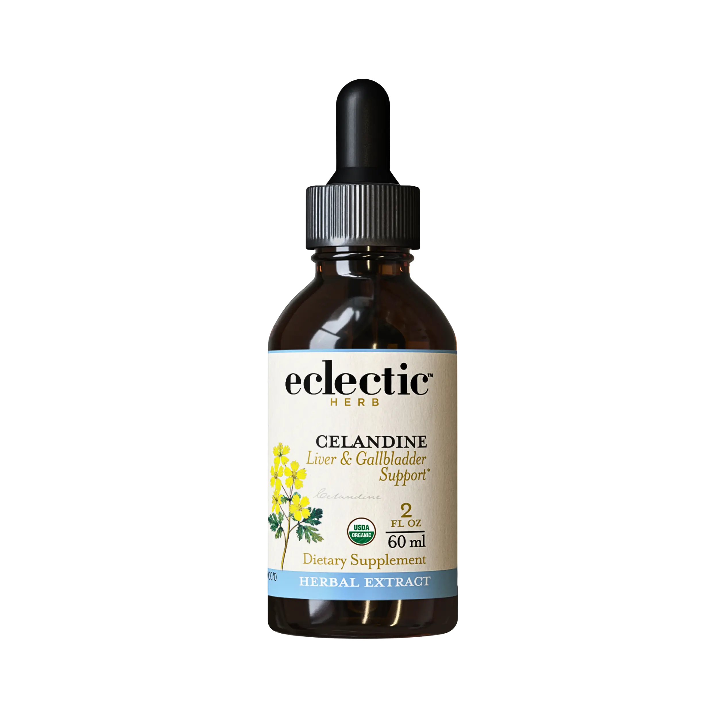Eclectic Herb Celandine Extract 60ml USDA Organic Liver & Gallbladder Support 100% Pure Herbal Supplement