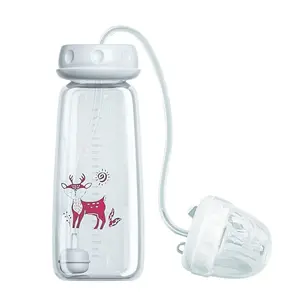 2pack Hands-Free Anti-Colic Babys Bottle, 240ml Silicone Leakproof with Nipple Straw, Adjustable Fast Flow Milk Bottle,for Boys Girls Indoor Outdoor Home Bedroom Living Room Hotel