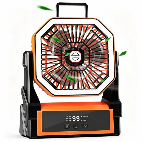 Multifunctional Outdoor Camping Air Circulator with LED Lighting, Hanging Hook & Remote Control, Portable Adjustable Air Circulator with Misting Function for Tent, Beach, Fishing & Household Use