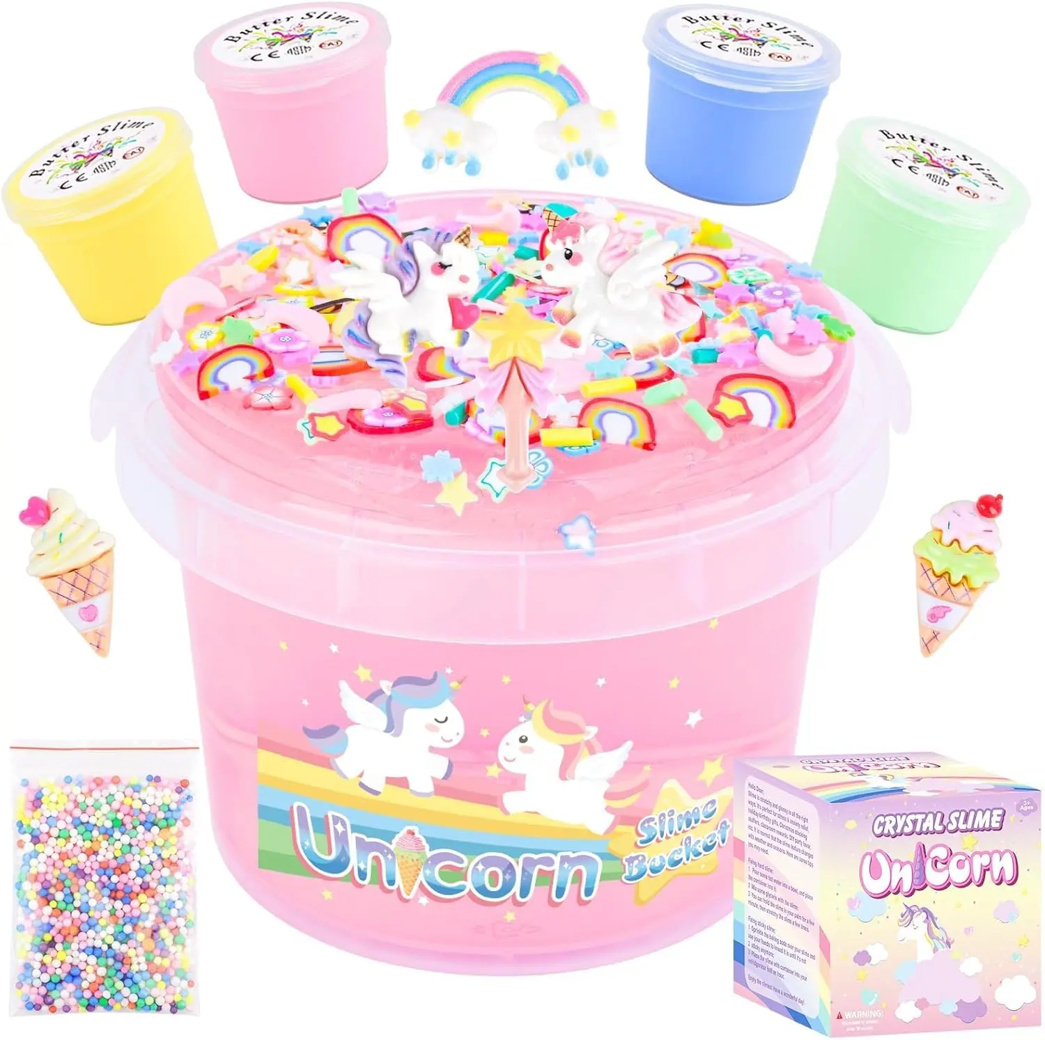 Summer Gift Pink Slime Bucket  | Big Clear Stretchy & Non-Sticky Slime for Kids | Fun Birthday Gift, Party Favor & Goodie Bag Surprise