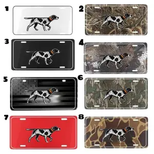 [ CAMO NATION ] Simple Style Pointer License Plate - German Shorthaired Pointer Aluminum Vanity Tag - Minimalist GSP Dog Lover Car Decor - Hunter & Gun Dog Gift