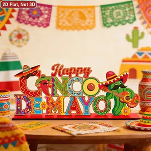 Mexican May Day Party Decor Sign, Wooden Central Table Decoration, Festive Layered Tray Ornament, Wall Shelf, Fireplace, Home Office Decor, Gift